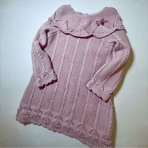 Rachel Zoe Festive Long Sleeve Pink Sparkly Cable Knit Sweater Dress, 12 months